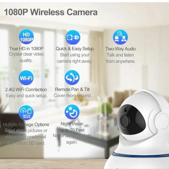 NWT Wansview Wireless 1080P Security Camera, WiFi Home Surveillance IP Camera - Picture 5 of 8